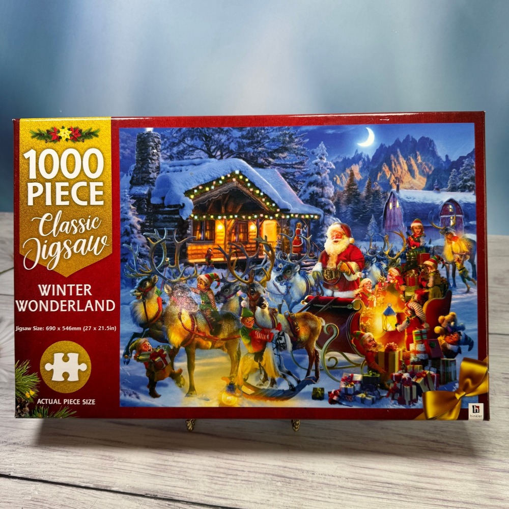 Hinkler Winter Wonderland Jigsaw Puzzle 1000 Pc Santa Holiday Toy Elves Snowy